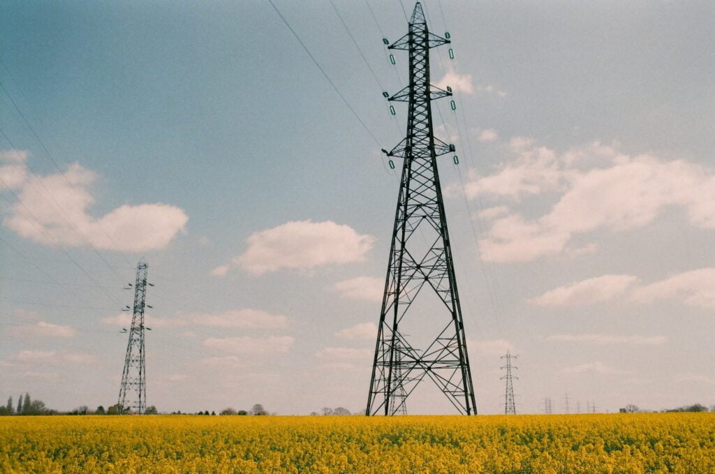power lines located in field